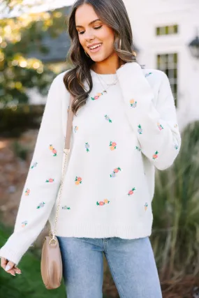 Pretty Little Thing Ivory White Floral Sweater