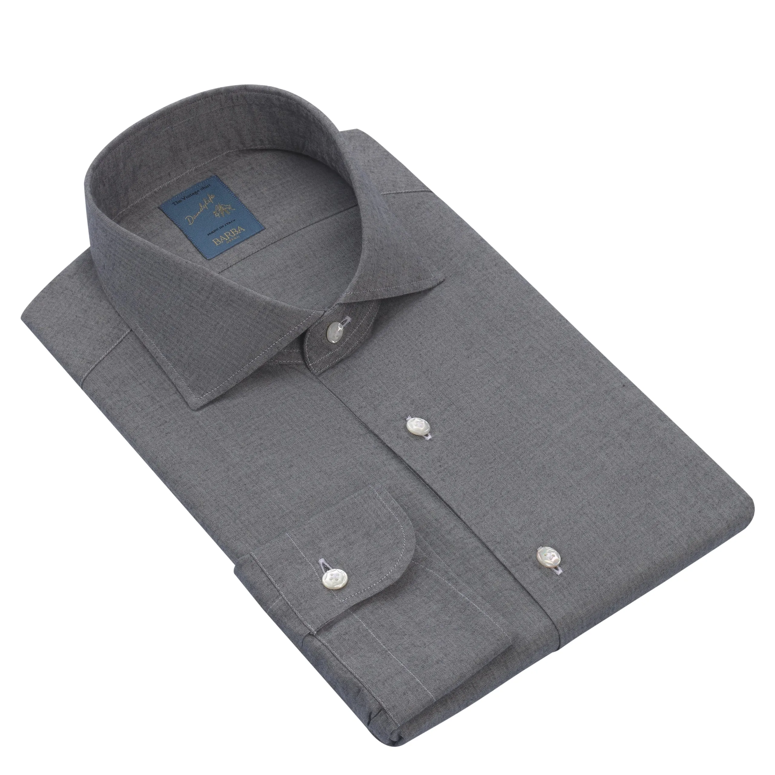 "Dandy Life" Cotton Shirt in Grey Melange