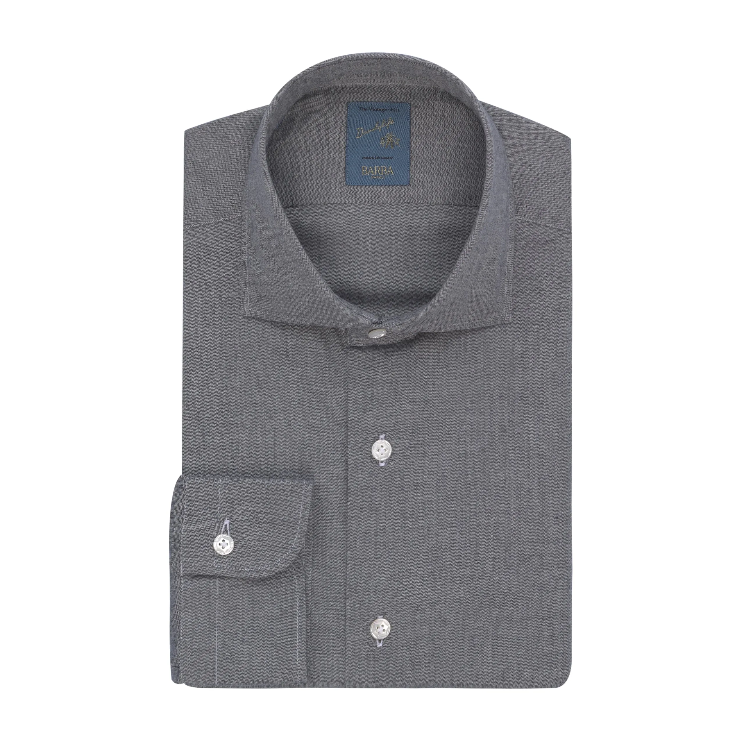 "Dandy Life" Cotton Shirt in Grey Melange