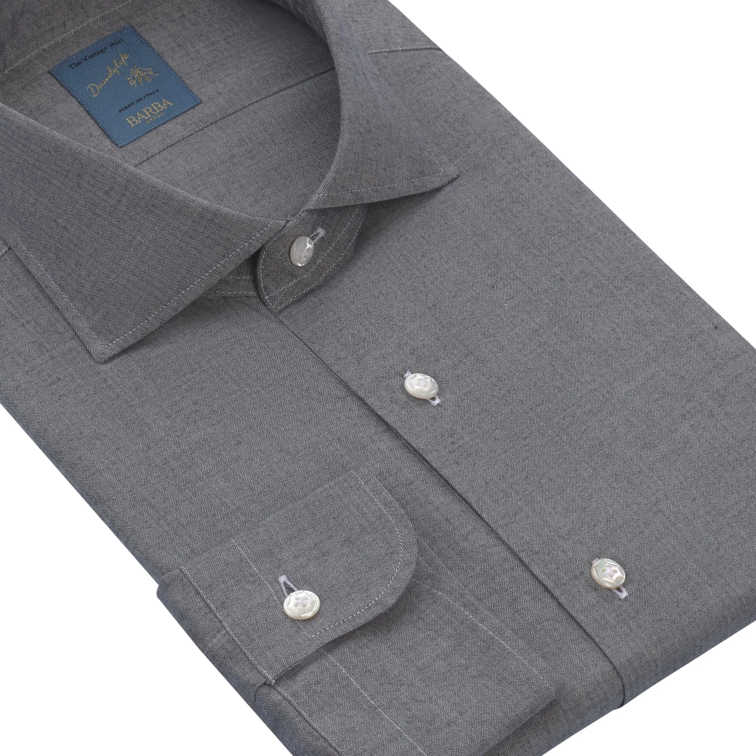 "Dandy Life" Cotton Shirt in Grey Melange