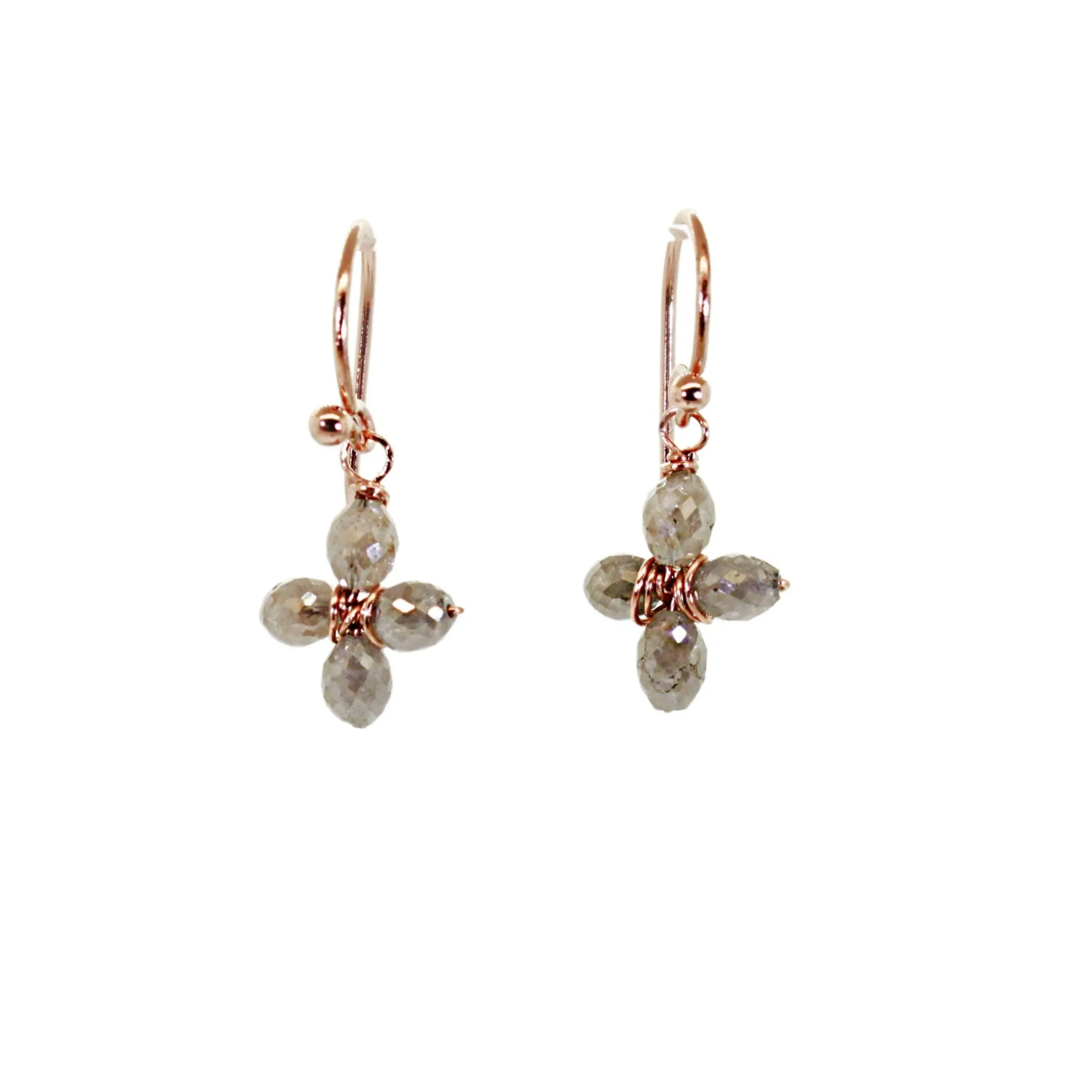 Raw Diamond Flower Dangle Earrings