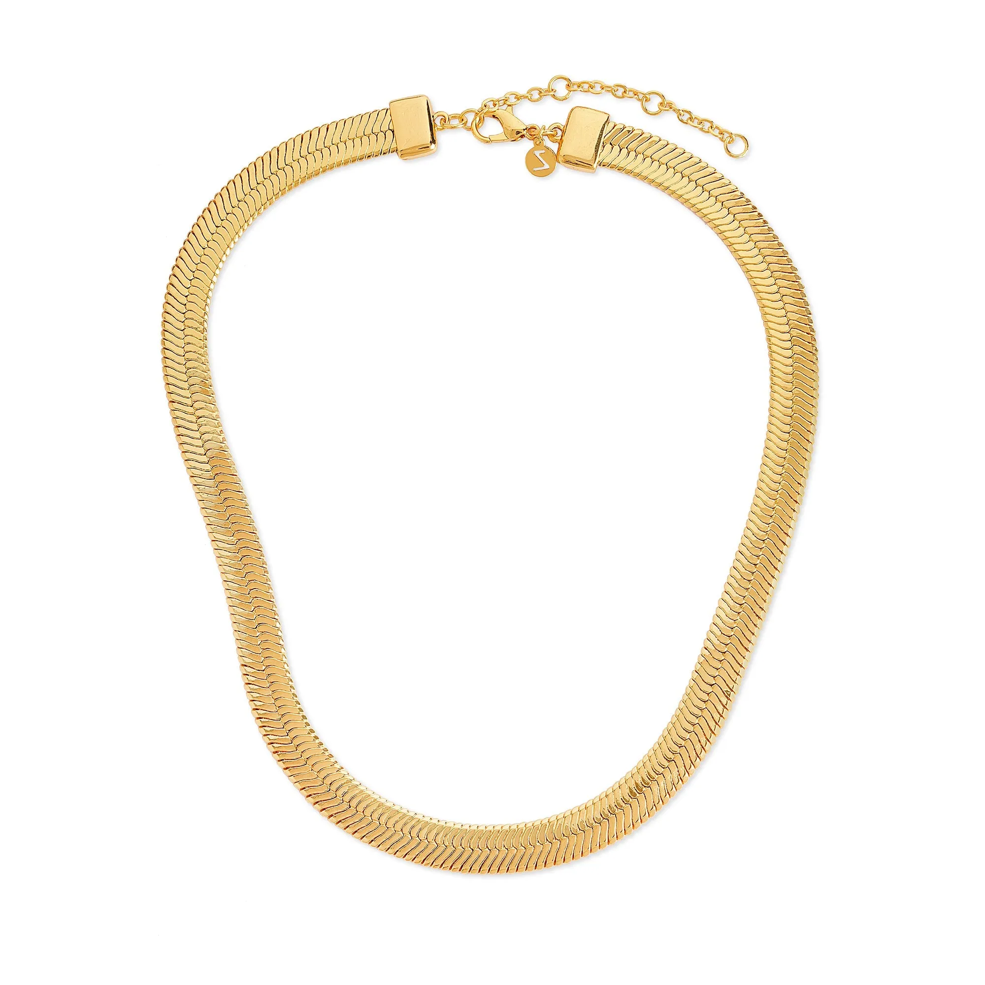 Real Gold Plated Rose Gold Z Mega Snake Chain Collar Necklace