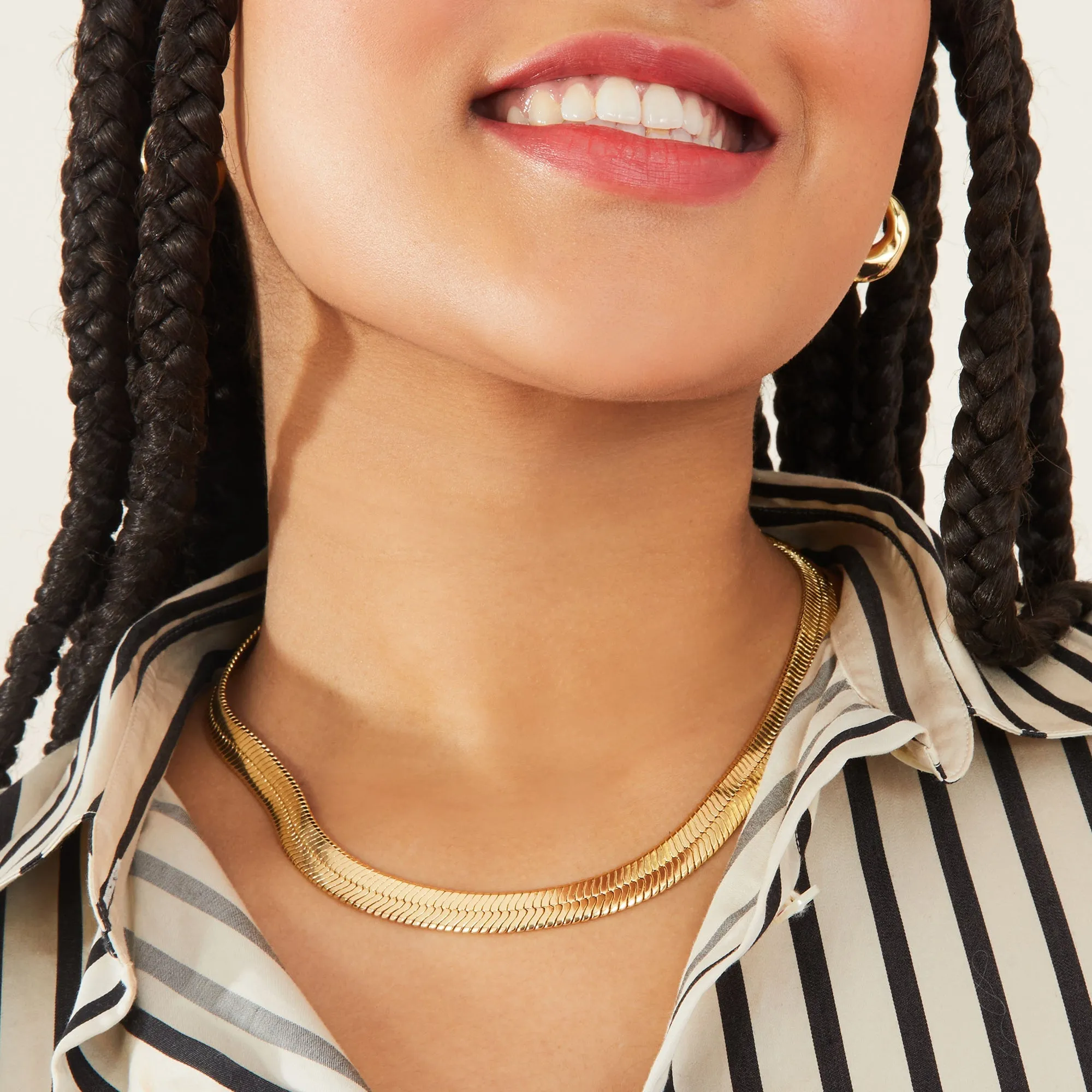 Real Gold Plated Rose Gold Z Mega Snake Chain Collar Necklace