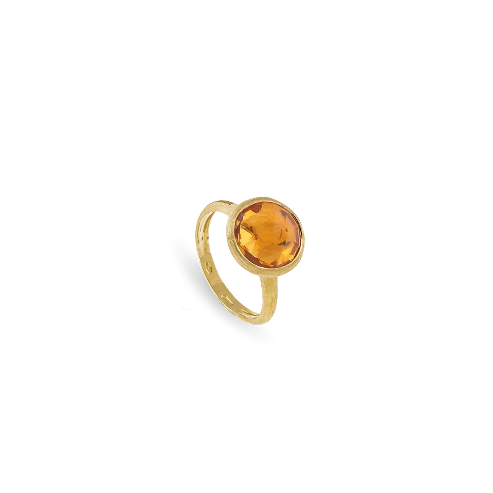 RING 18K JAIPUR YELLOW GOLD WITH YELLOW QUARTZ CUT ROSE CUT CUSHION AB586 QG01