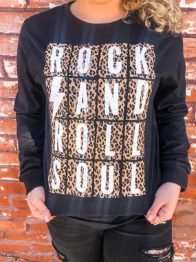 {ROCK AND ROLL SOUL} Leopard Black Long-Sleeve Tee