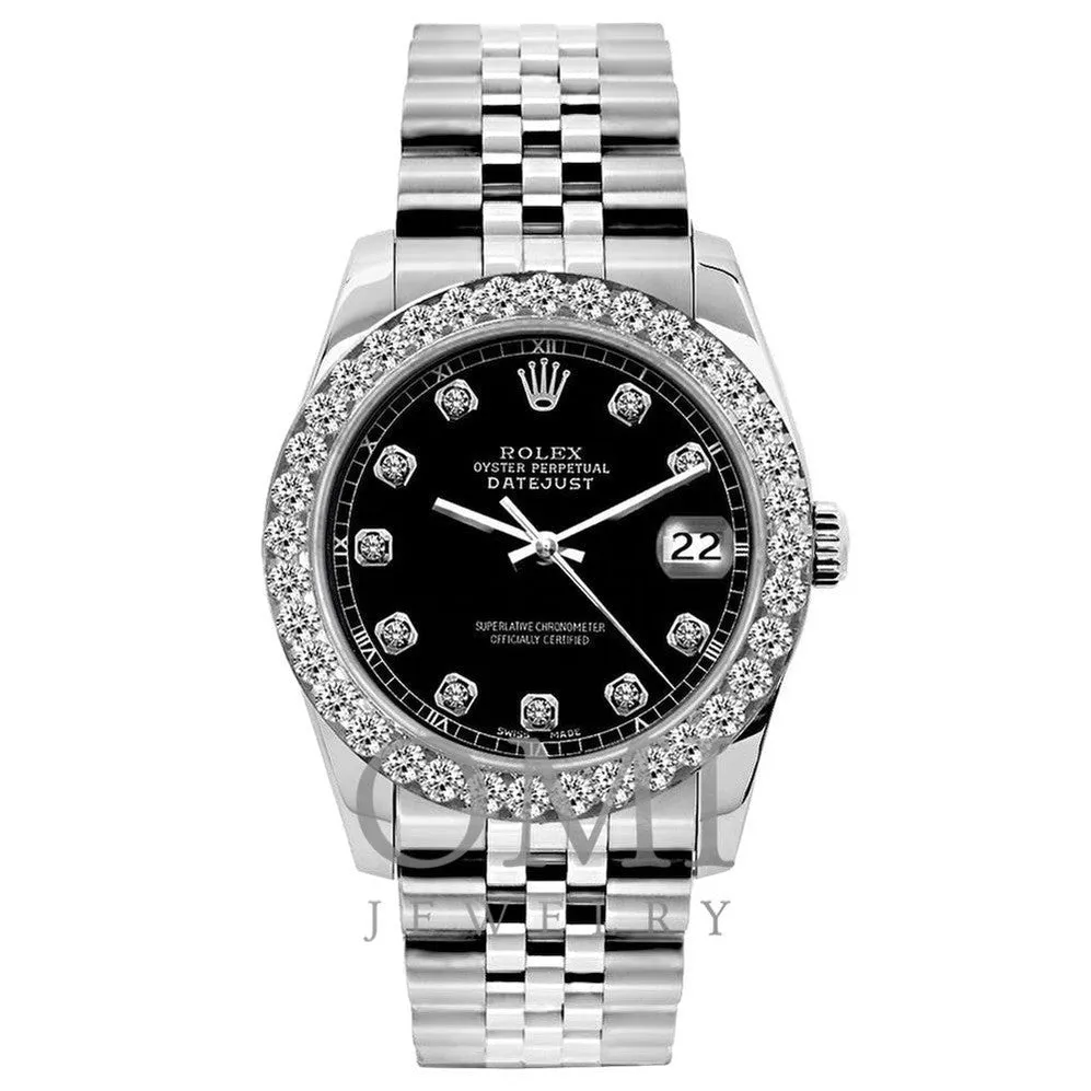 Rolex Datejust 26MM Black Diamond Dial And Bezel With Jubilee Bracelet 1.20 CT