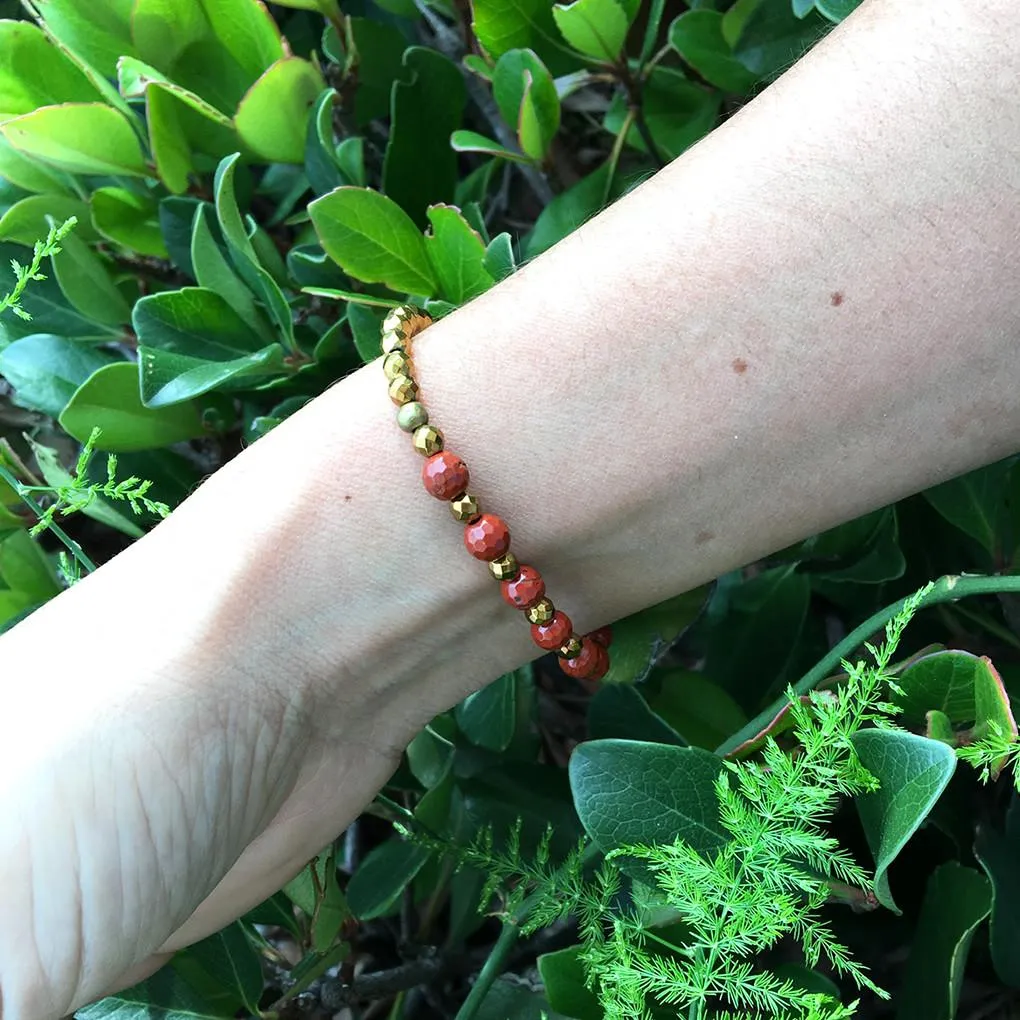 Root Chakra, Hematite and Red Jasper Chakra Bracelet