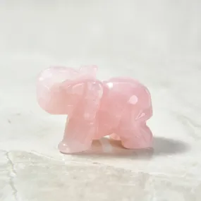 Rose Quartz Elephant  2'' Natural Gemstone Carving