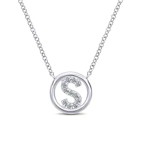 Round Pavé Initial S Pendant Necklace