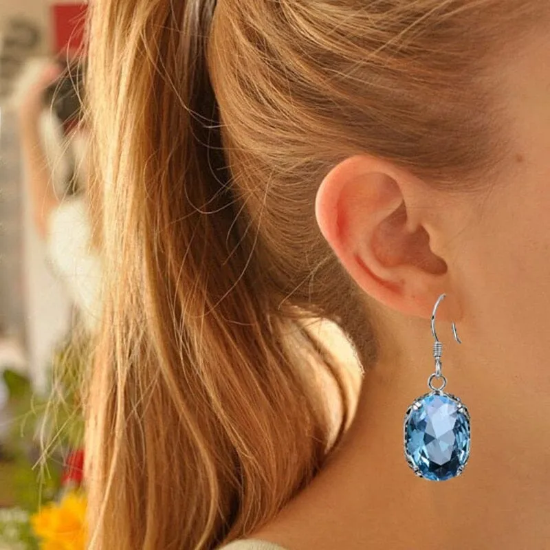 Royal Design Aquamarine Turkish Earrings - 925 Sterling Silver