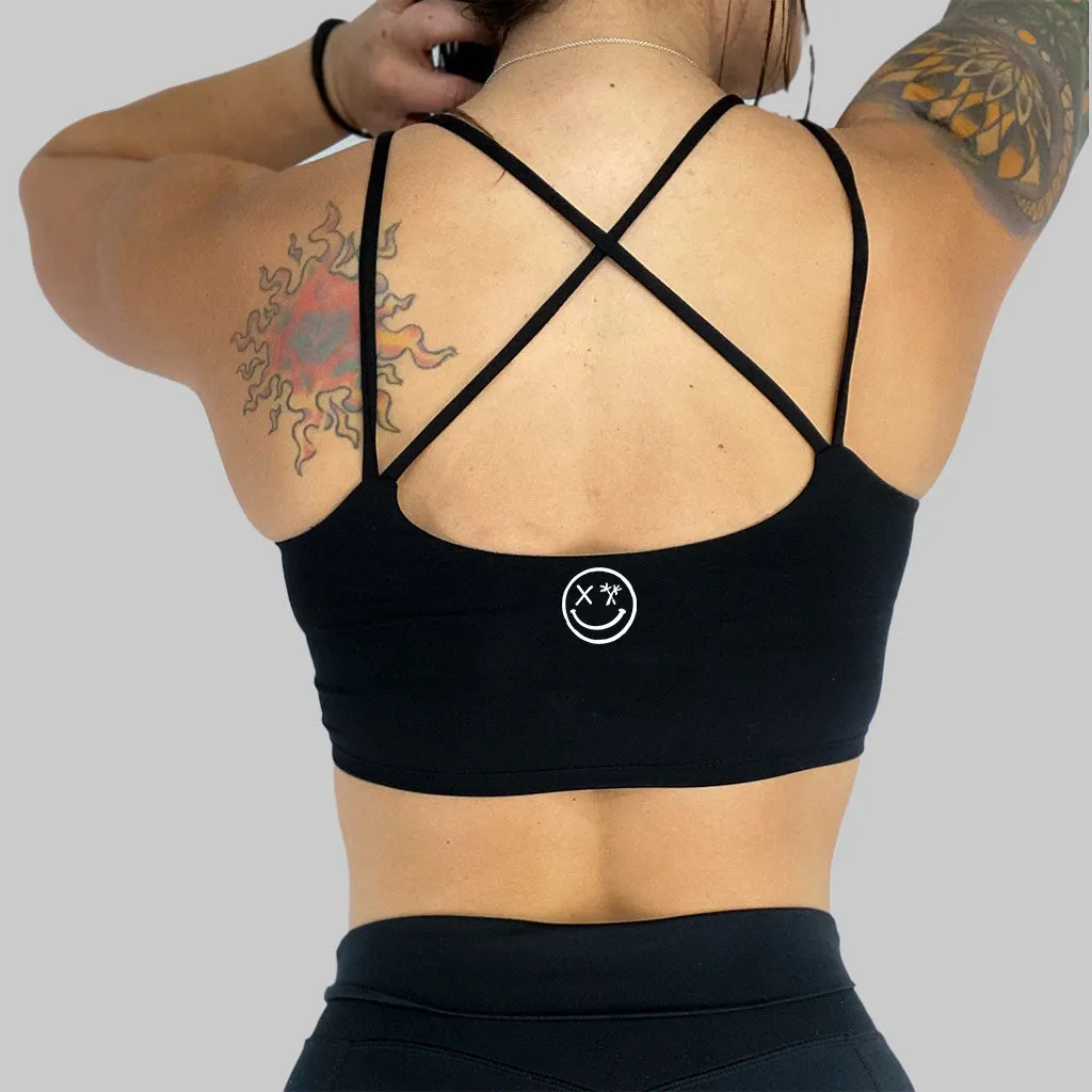 Salty Savage Ladies "Gradient Drip OG Smile" Cross Back Longline Sports Bra