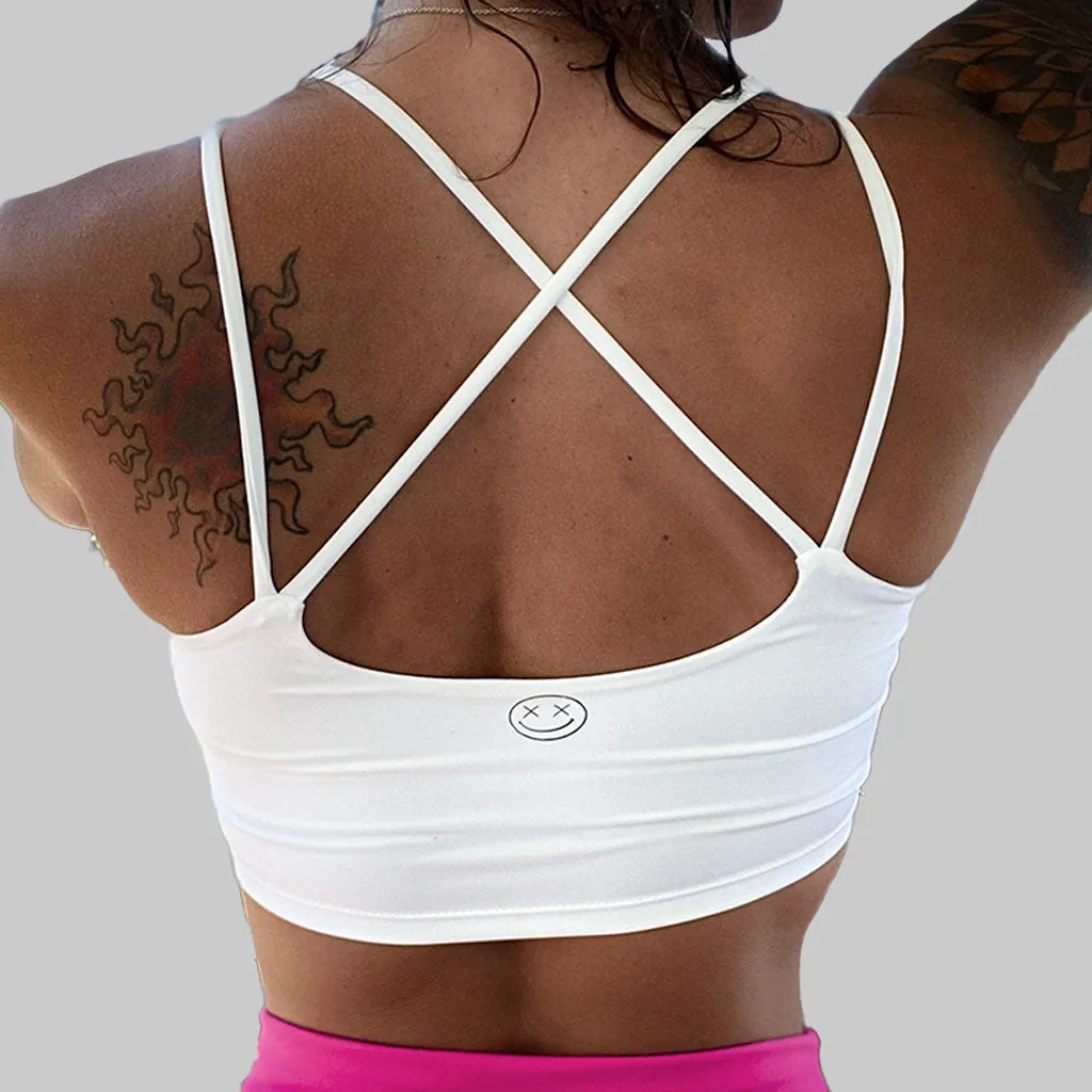 Salty Savage Ladies "Gradient Drip OG Smile" Cross Back Longline Sports Bra