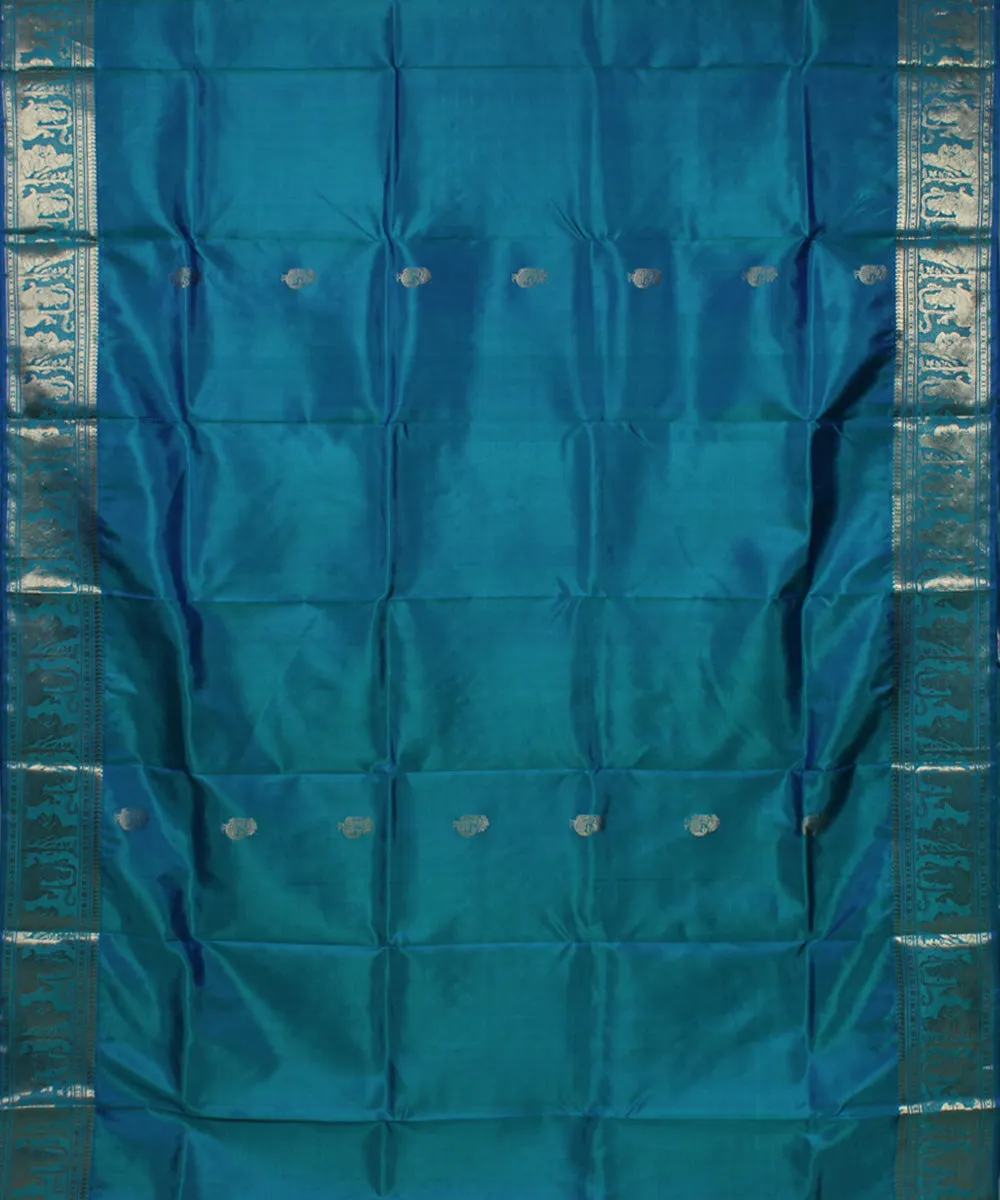 Sea green handwoven swarnachari baluchari silk saree