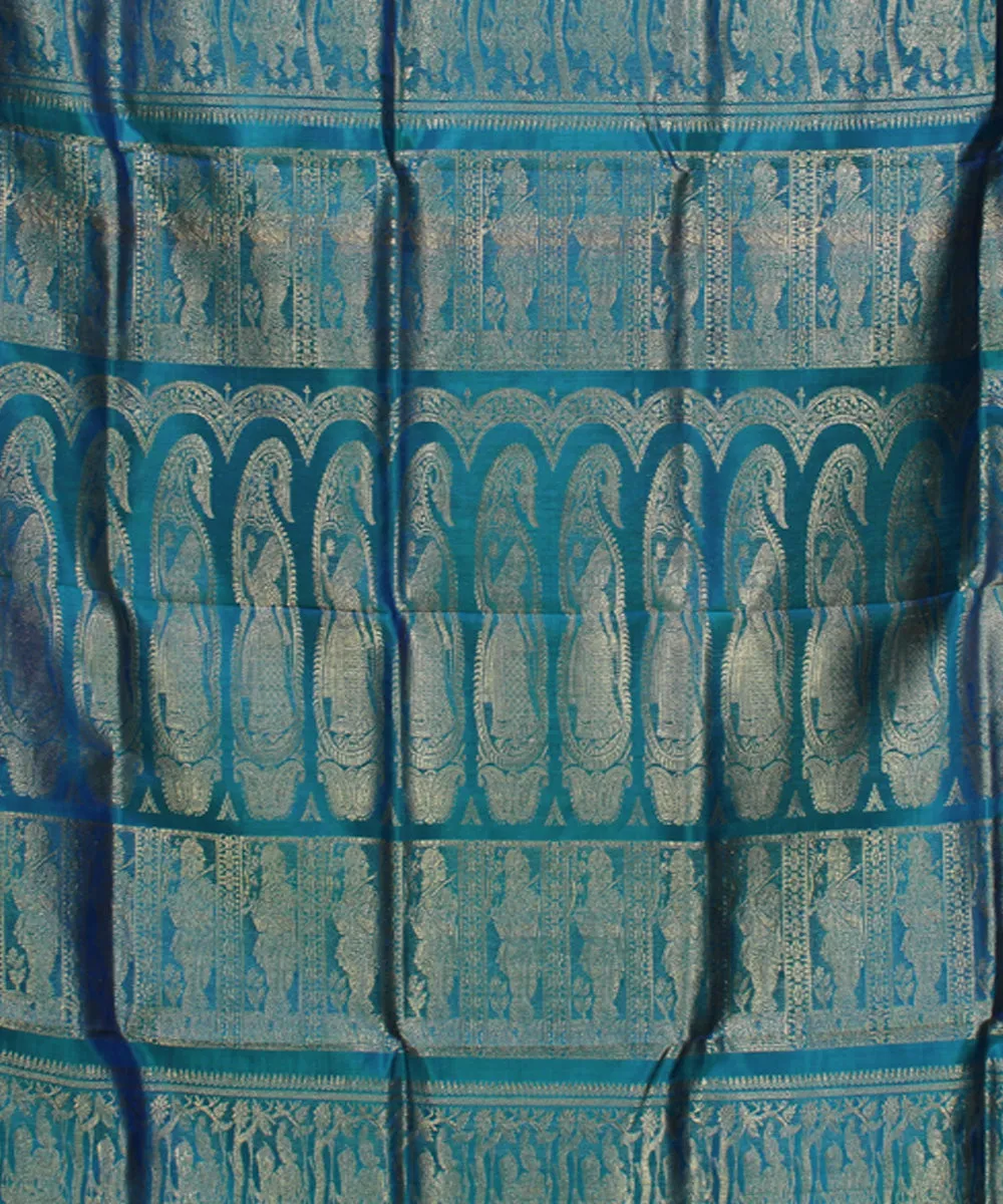 Sea green handwoven swarnachari baluchari silk saree