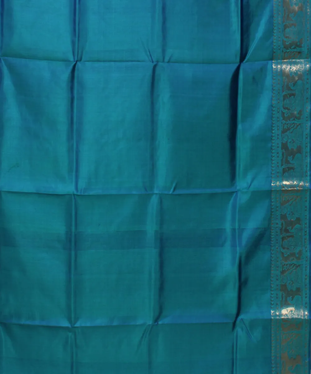 Sea green handwoven swarnachari baluchari silk saree