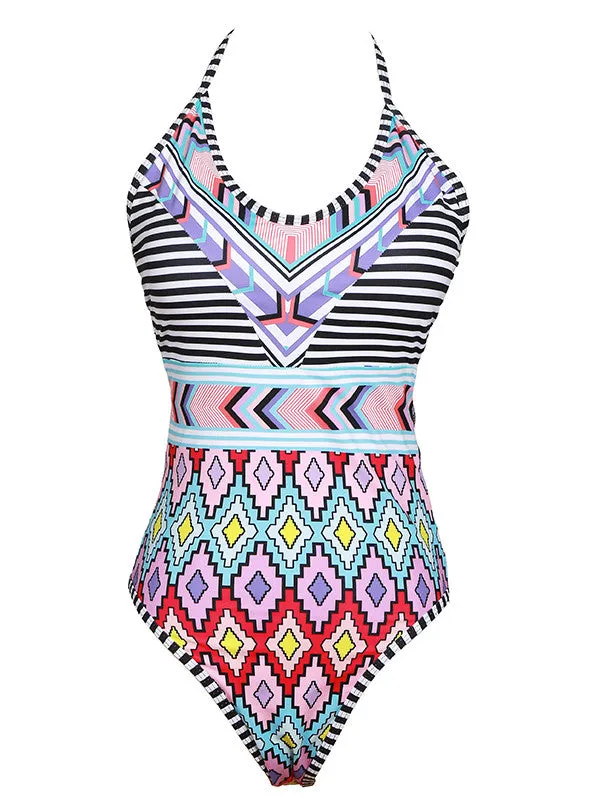 Sexy Printed Halter One-piece Swimsuit