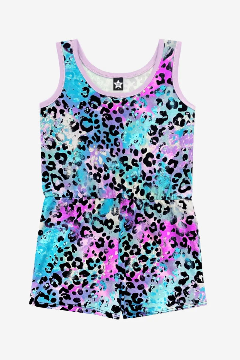 Simply Soft Baby Short Romper - Orchid Spray Paint Leopard