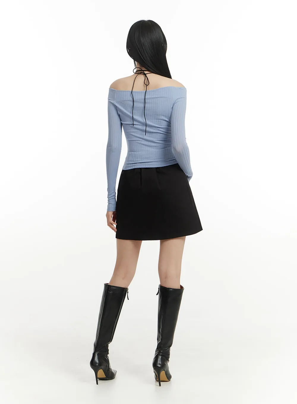 Solid Wrap Cotton Mini Skirt IM406