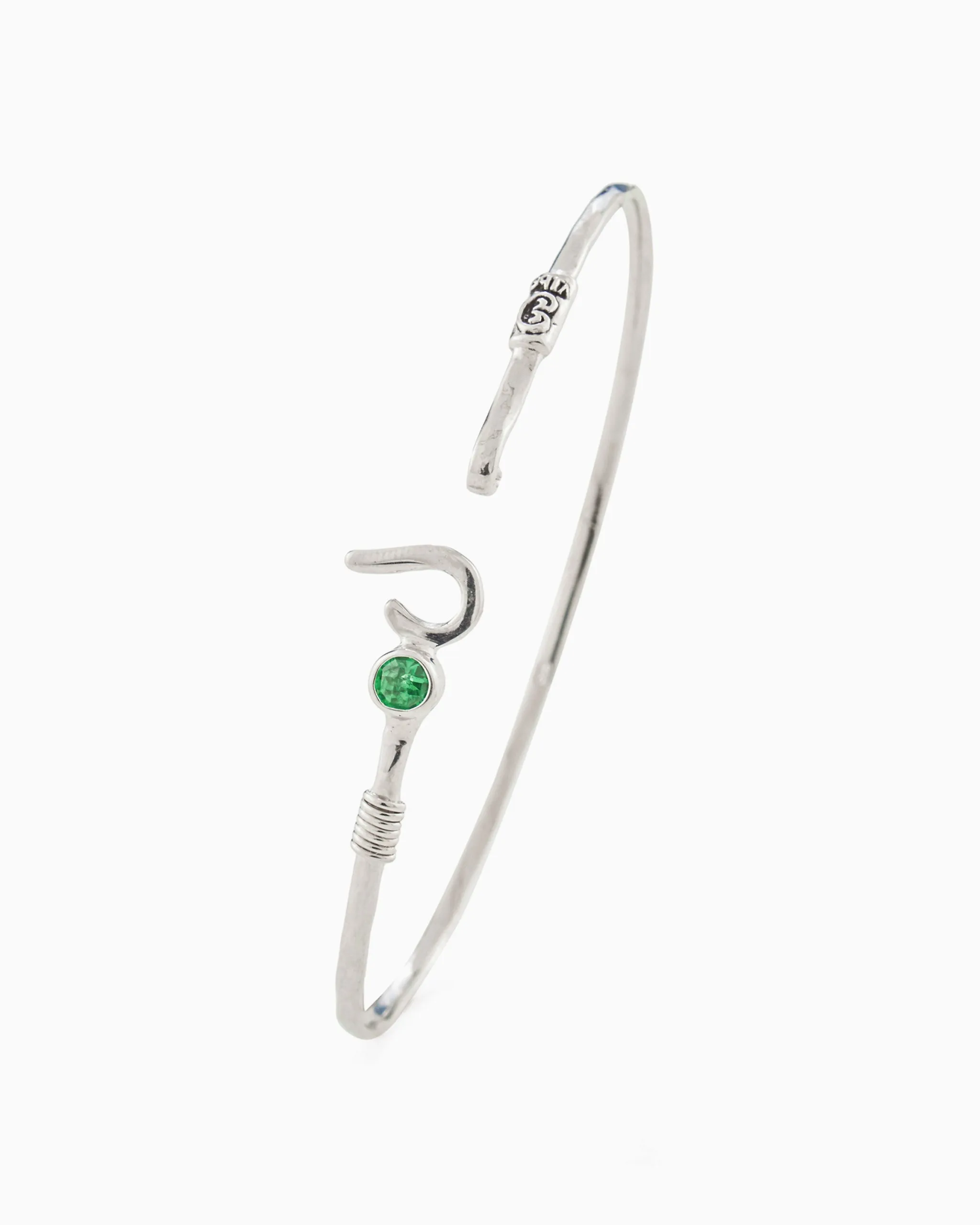 St. John Hook Bracelet with Stone, 2mm - Green Zircon