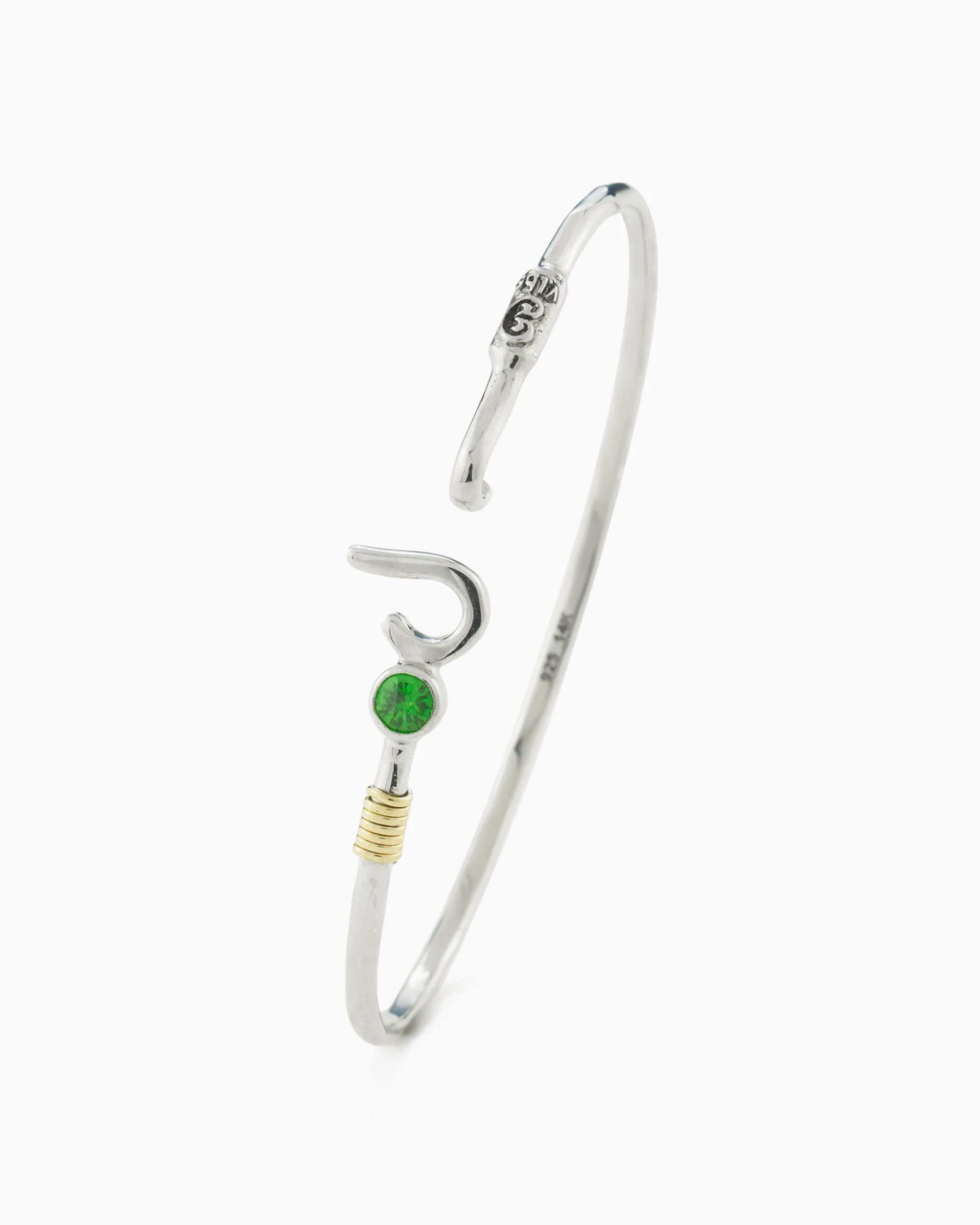 St. John Hook Bracelet with Stone, 2mm - Green Zircon