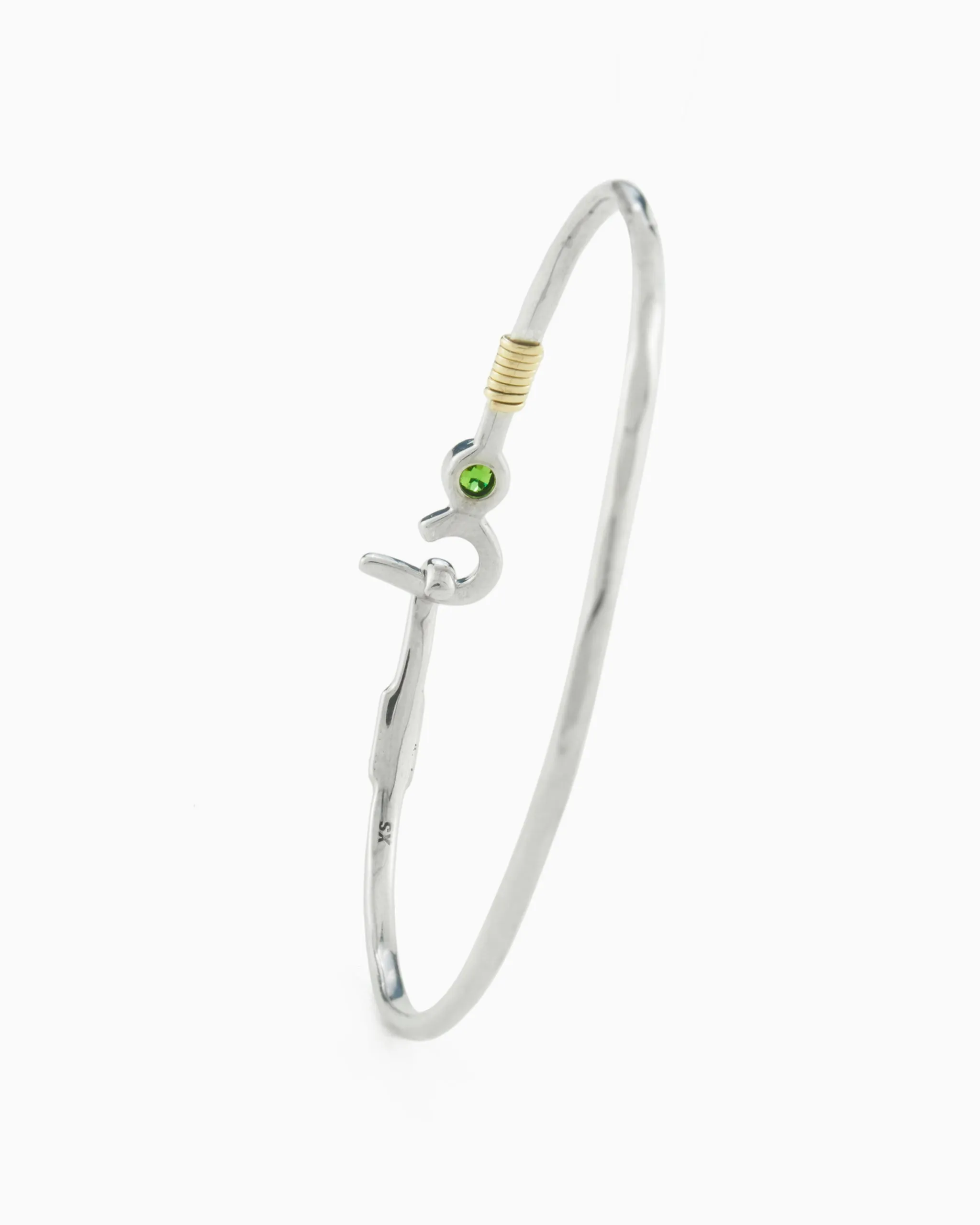 St. John Hook Bracelet with Stone, 2mm - Green Zircon