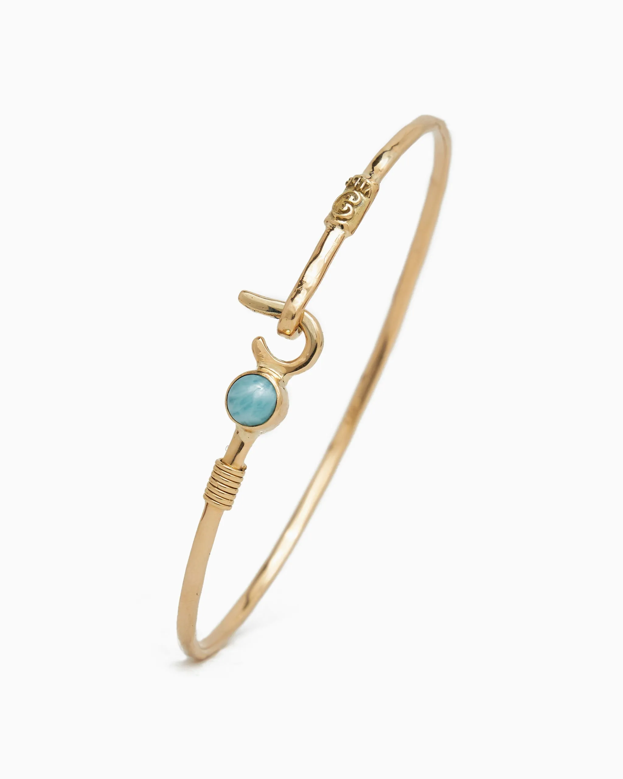 St. John Hook Bracelet with Stone, 2mm - Larimar