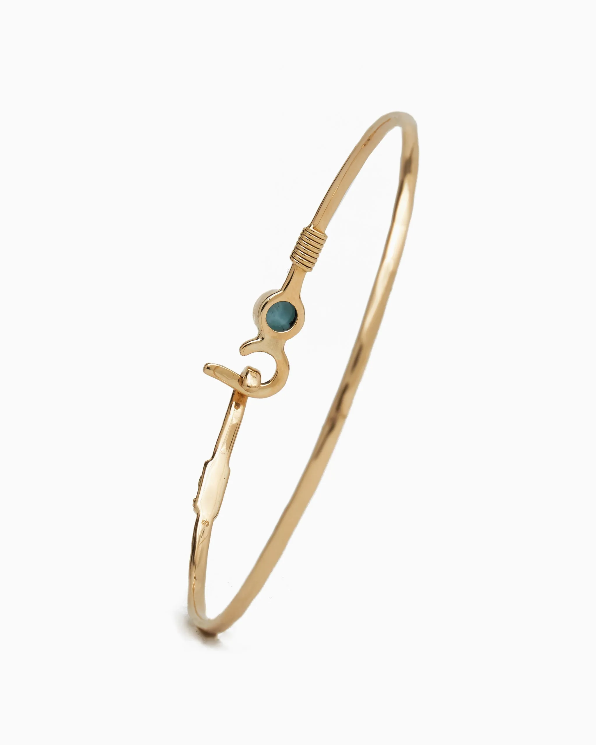 St. John Hook Bracelet with Stone, 2mm - Larimar