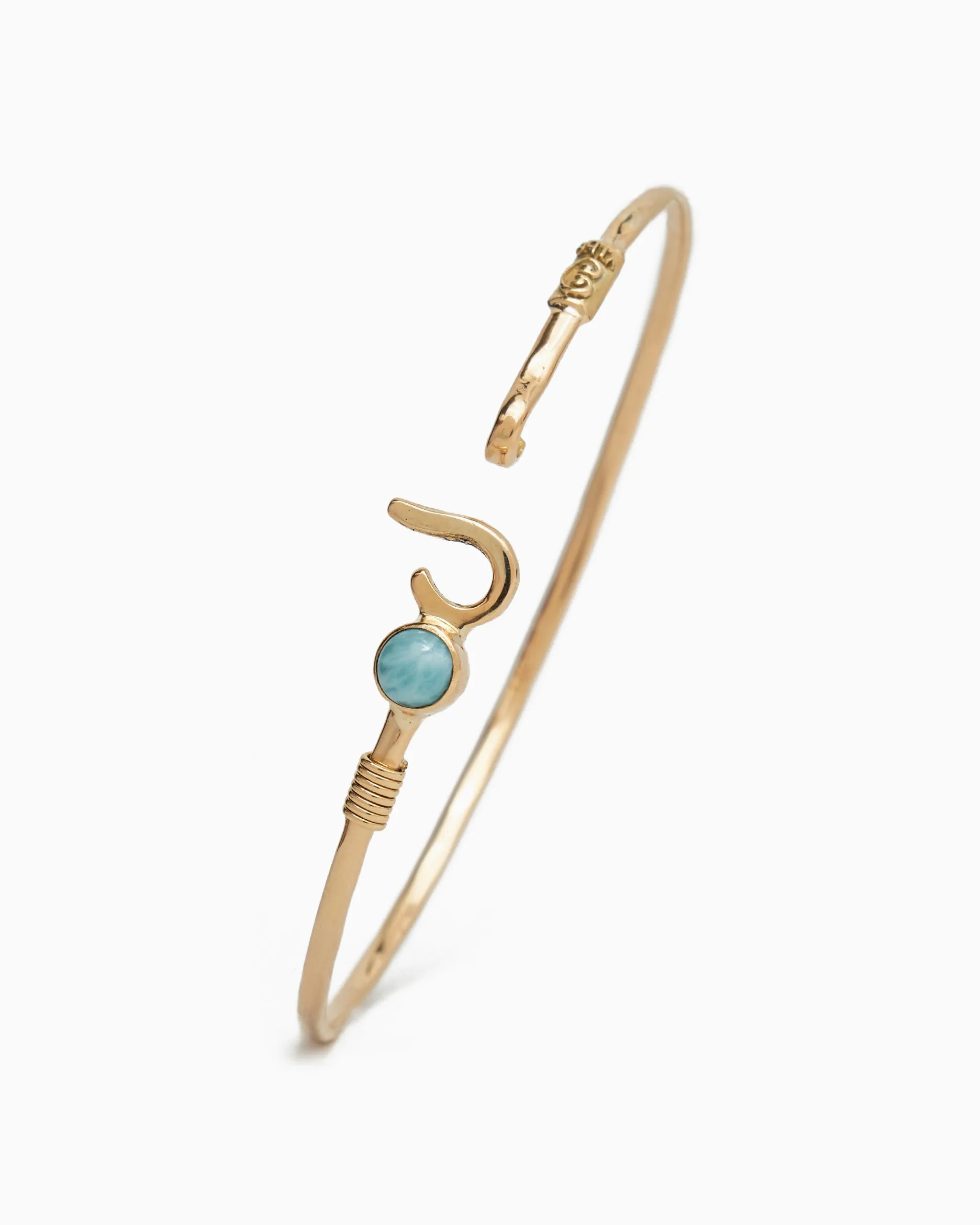 St. John Hook Bracelet with Stone, 2mm - Larimar