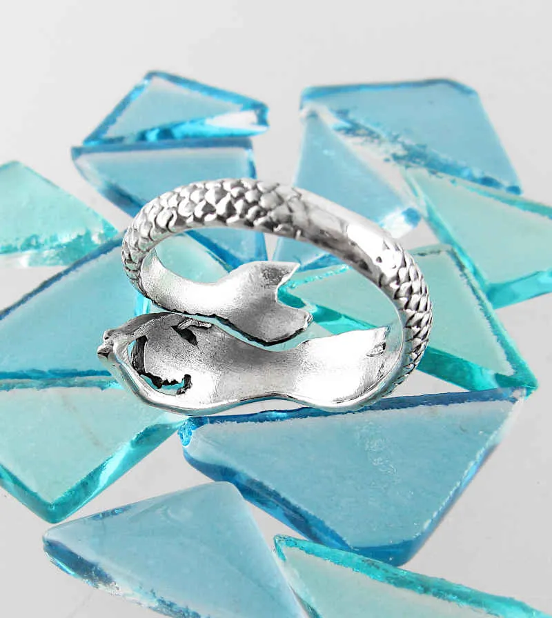 Swimming Mythical Mermaid Adjustable Wrap Ring