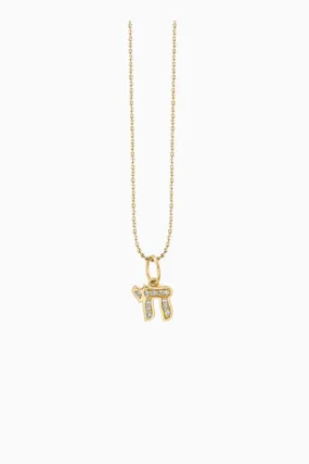 Sydney Evan Small Chai Charm Necklace - Yellow Gold