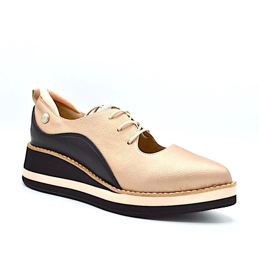 TEMPO OXFORD - ROSEGOLD/BLACK LEATHER