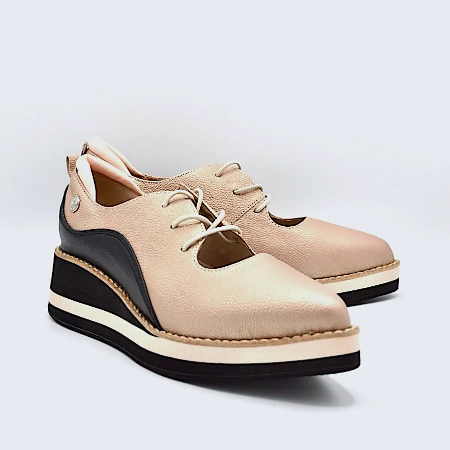 TEMPO OXFORD - ROSEGOLD/BLACK LEATHER