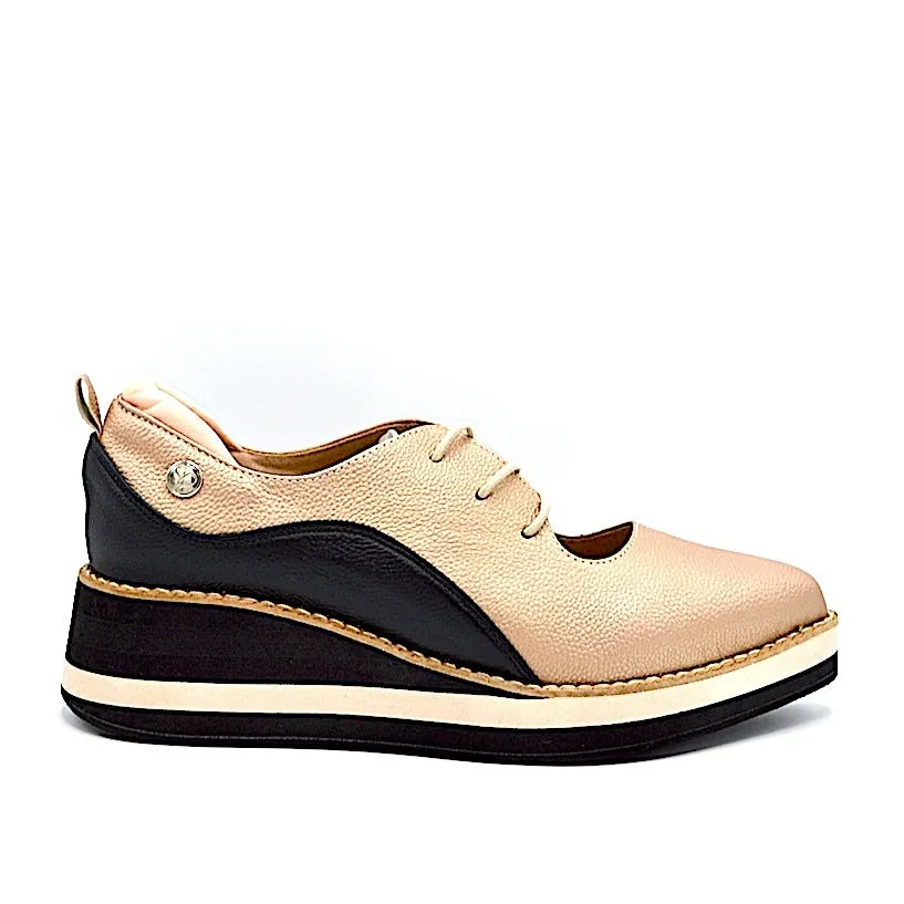 TEMPO OXFORD - ROSEGOLD/BLACK LEATHER