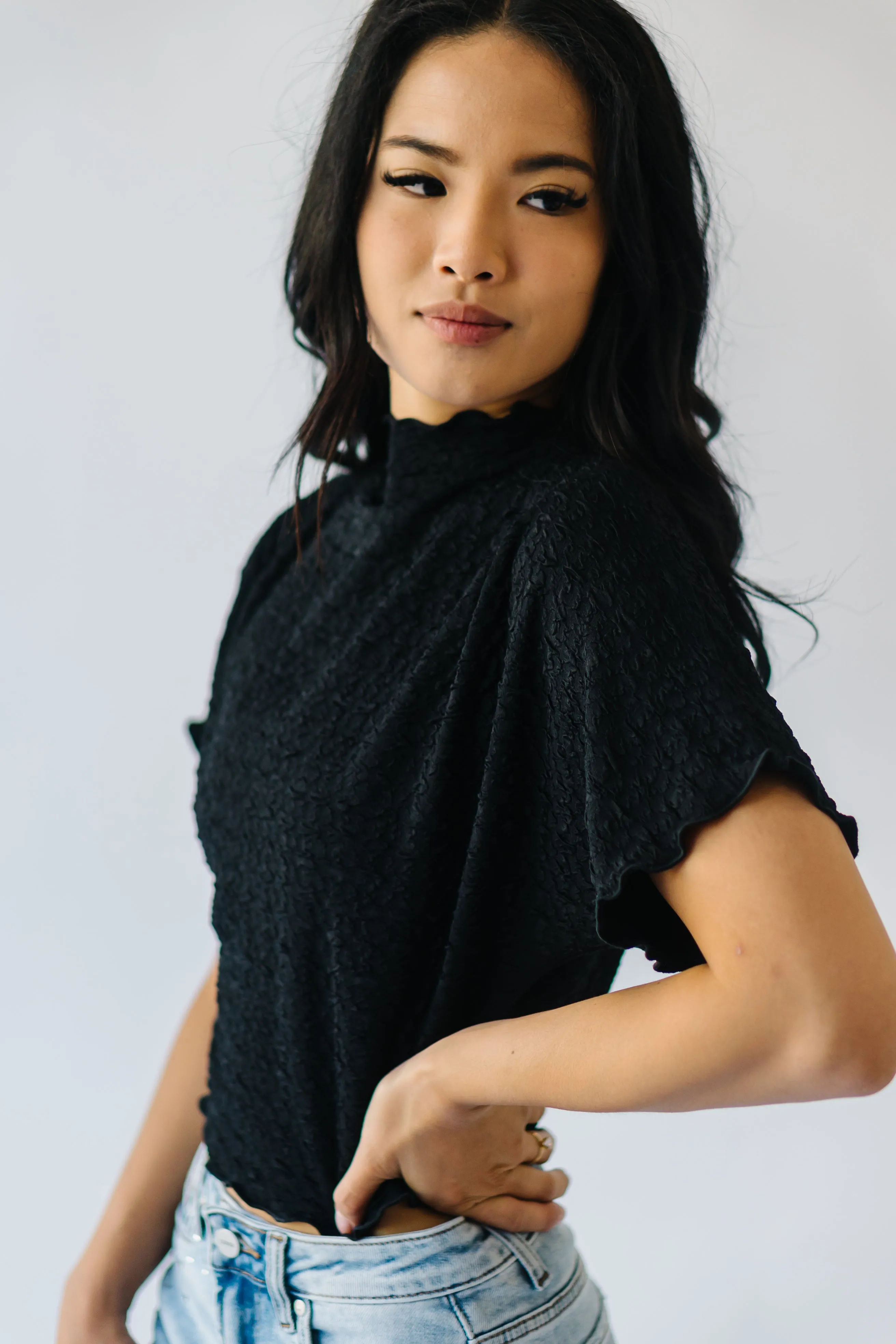 The Hooper Textured Blouse in Black