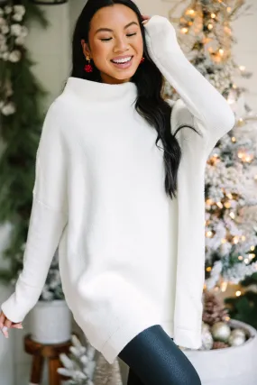 The Slouchy White Mock Neck Tunic