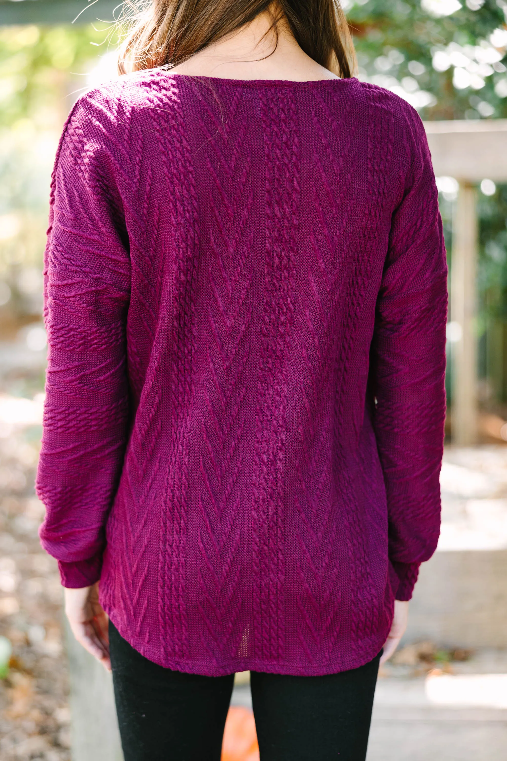 The Slouchy Wine Red Cable Knit Top