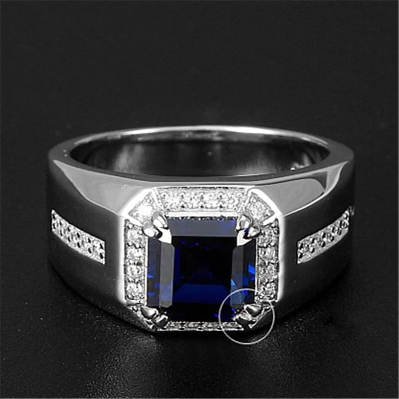 Trendy Emerald Sapphire Men Ring - 925 Sterling Silver