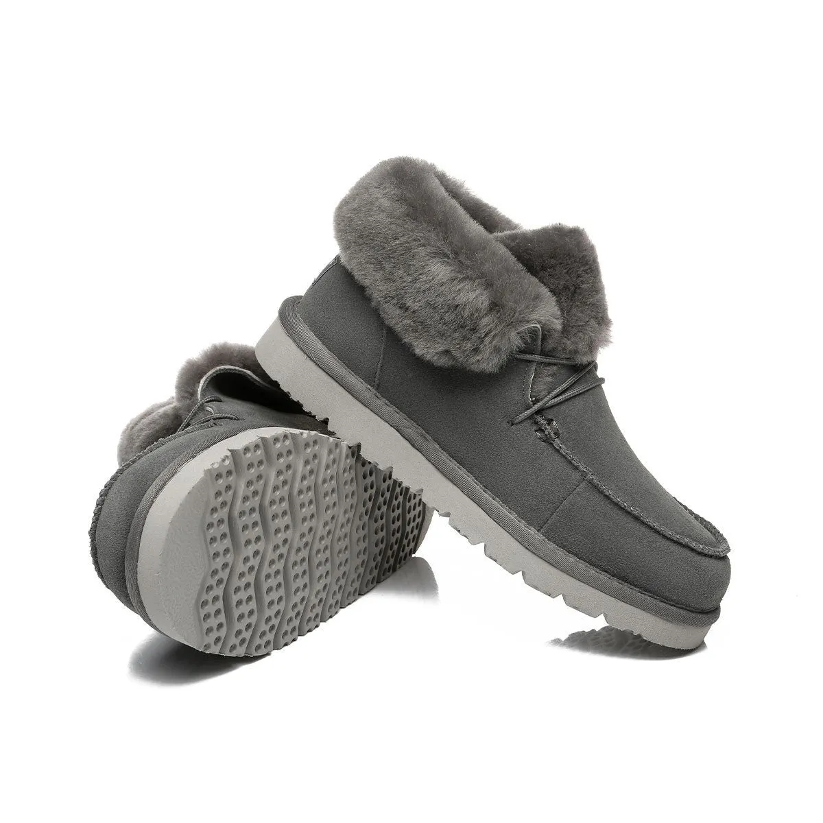 UGG Alana Wool Collar Ankle Sheepskin Boots