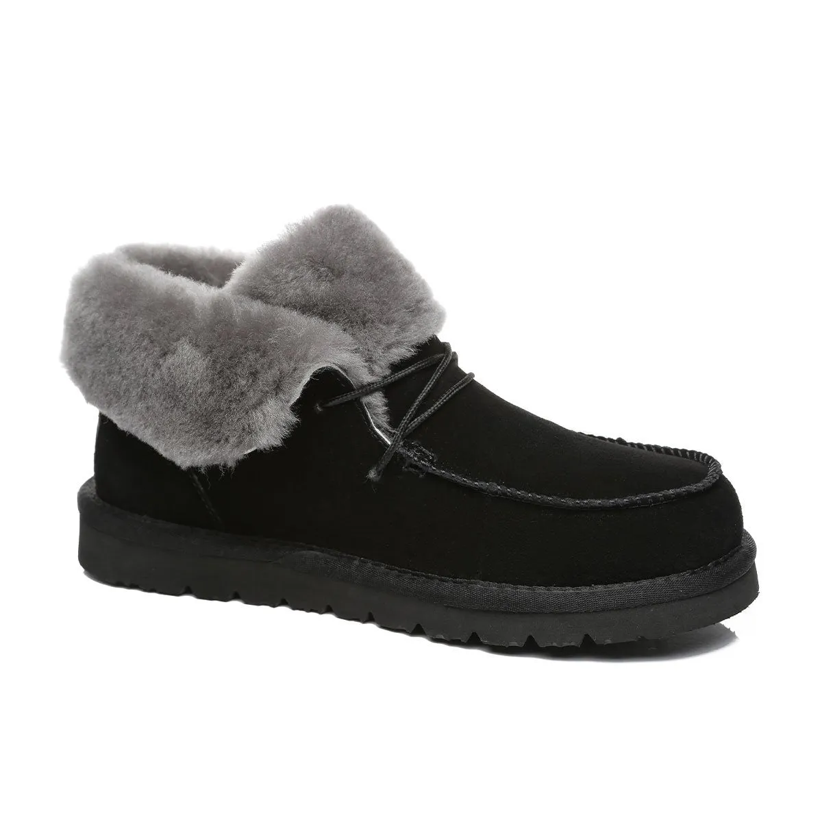 UGG Alana Wool Collar Ankle Sheepskin Boots