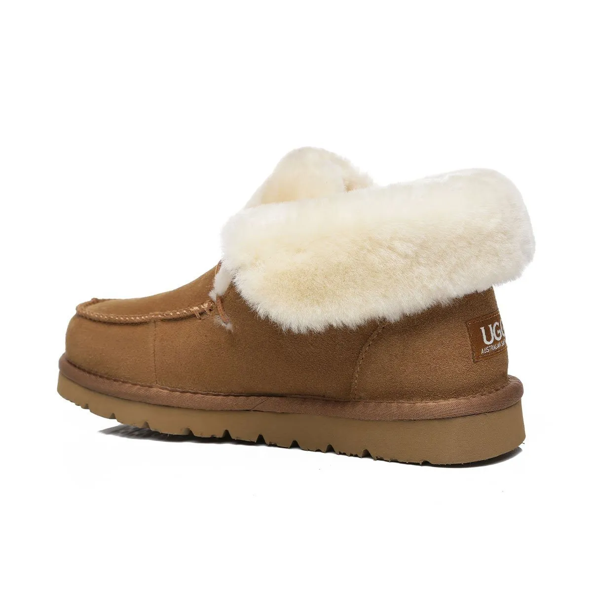 UGG Alana Wool Collar Ankle Sheepskin Boots