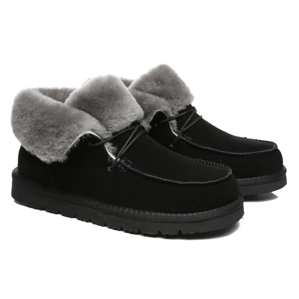 UGG Alana Wool Collar Ankle Sheepskin Boots