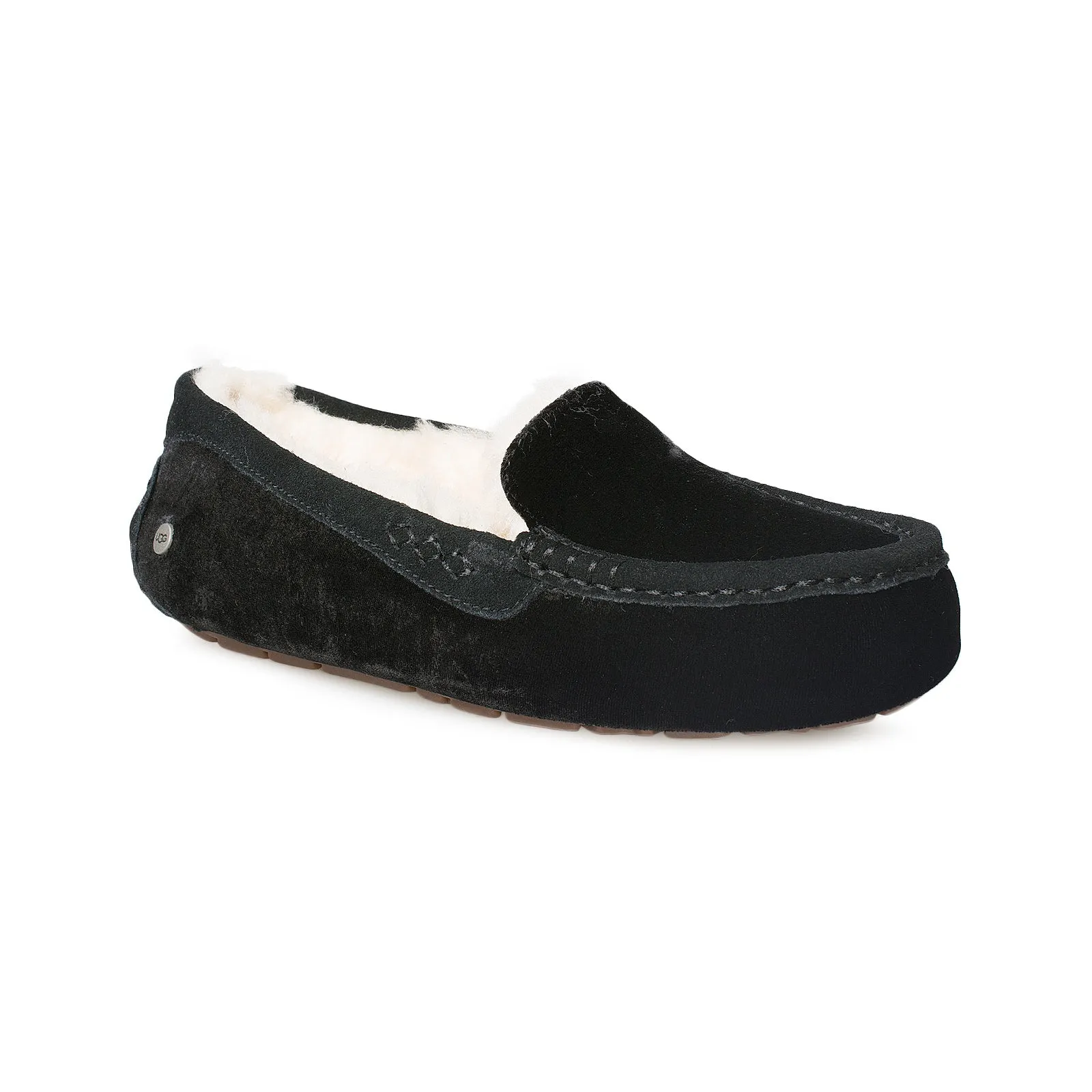 UGG Ansley Velvet Black Slippers - Women's