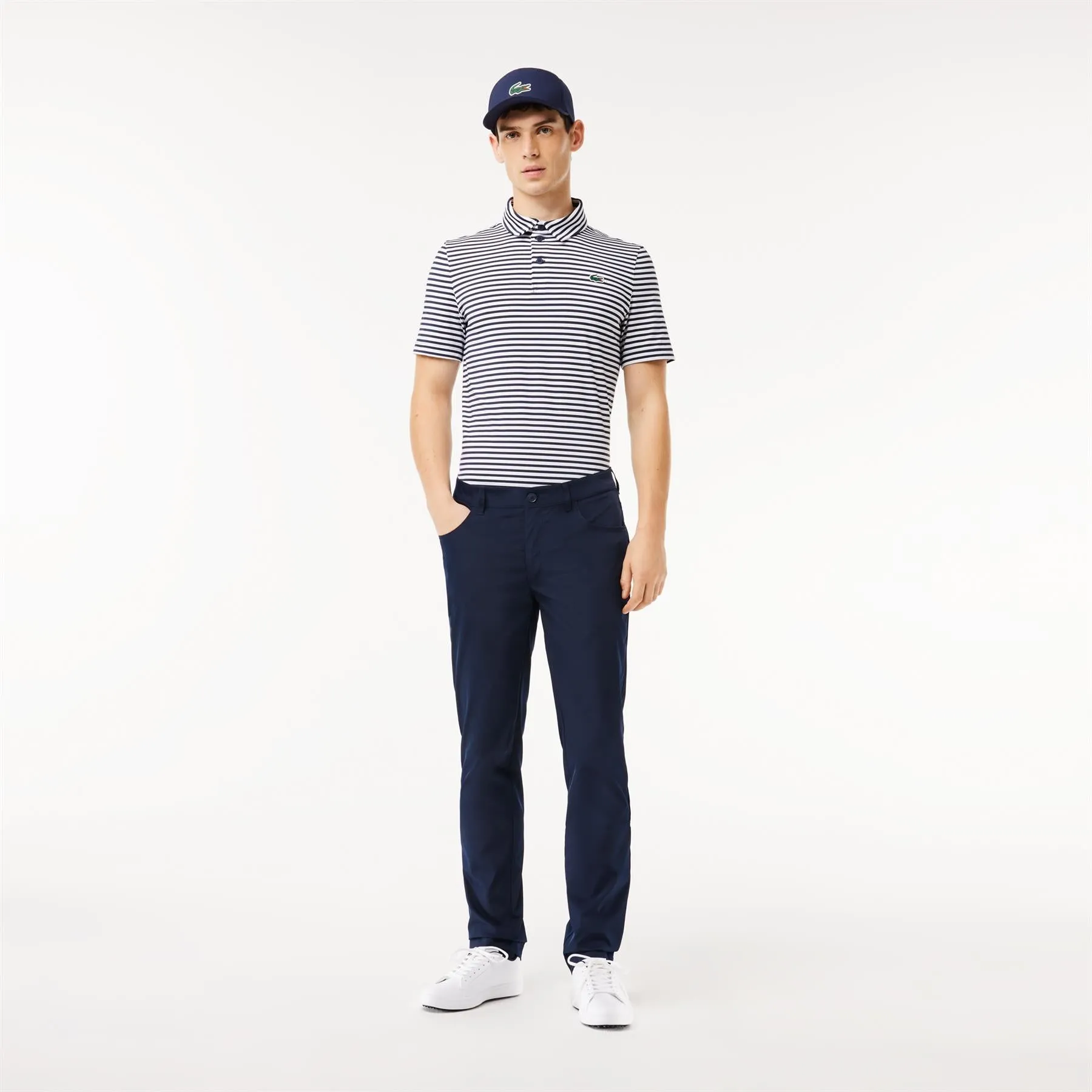 Ultra-Dry Regular Fit Stretch Golf Stripe Polo Navy/White - SS24