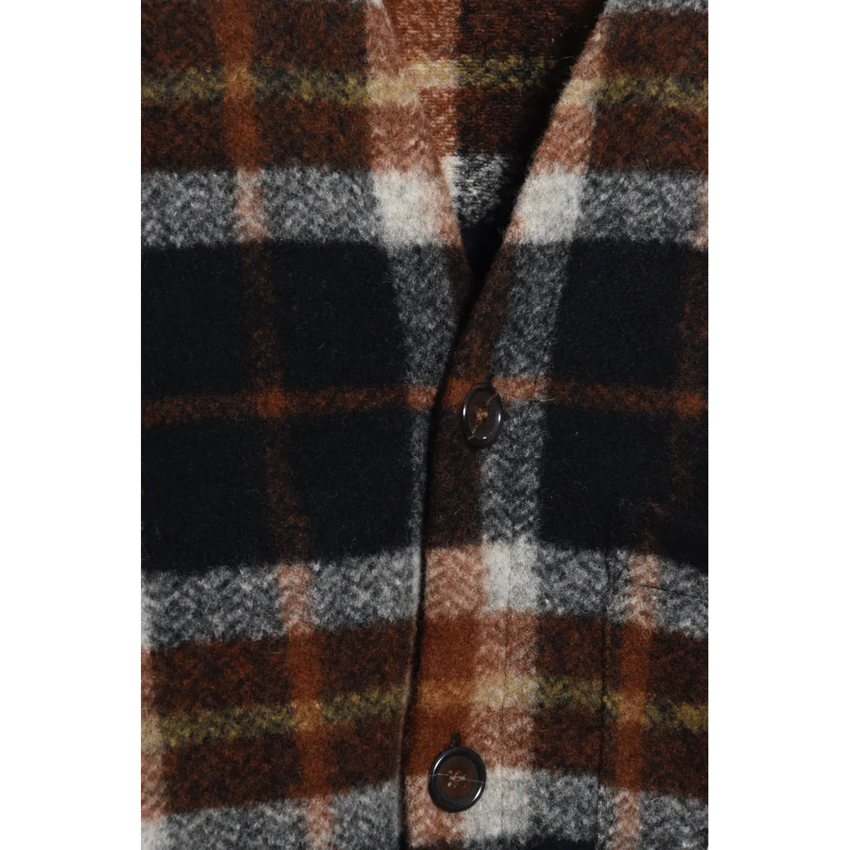 Universal Works Cardigan 29616 British Check Fleece brown