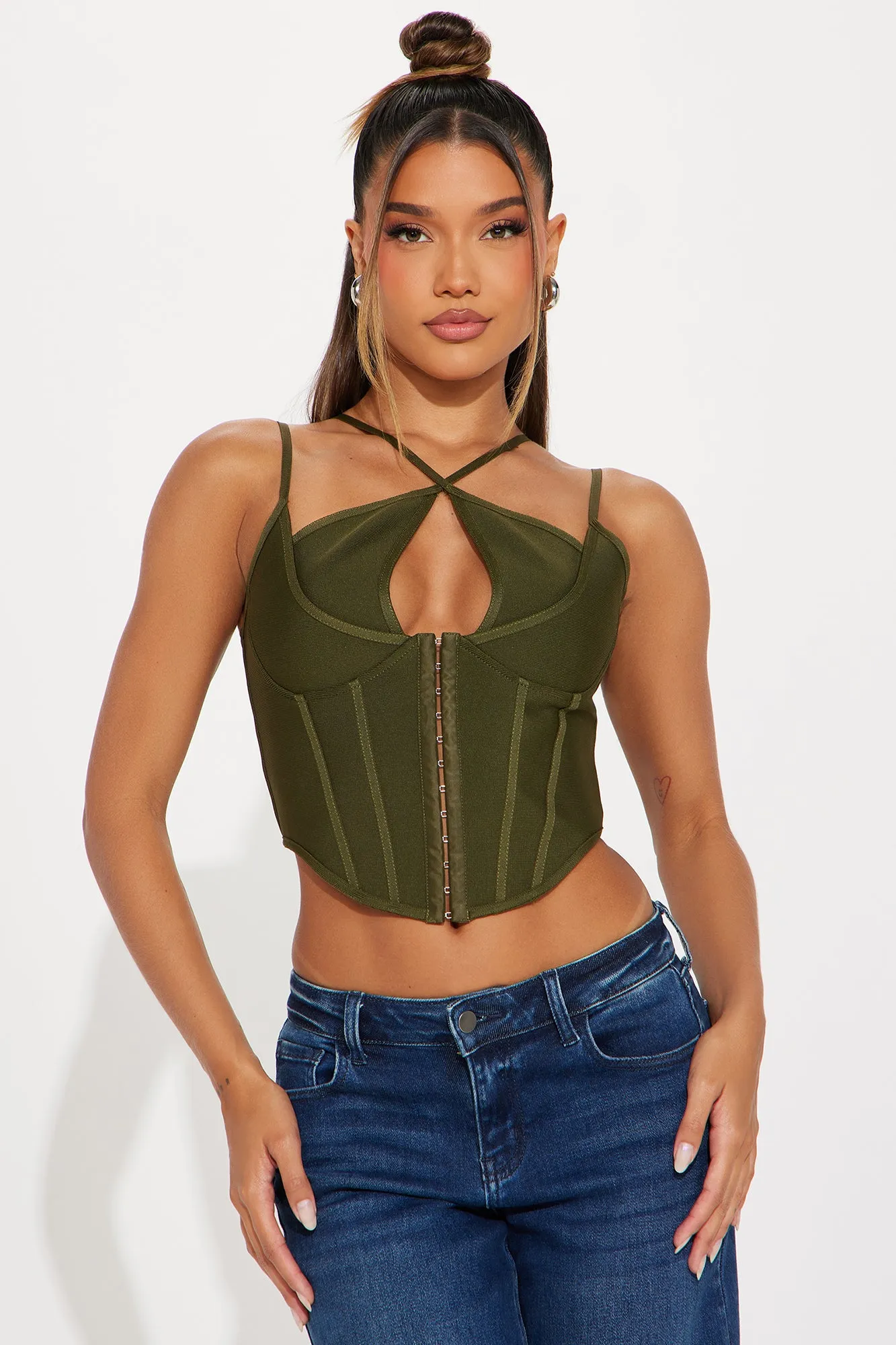 Victoria Bandage Corset Top - Olive