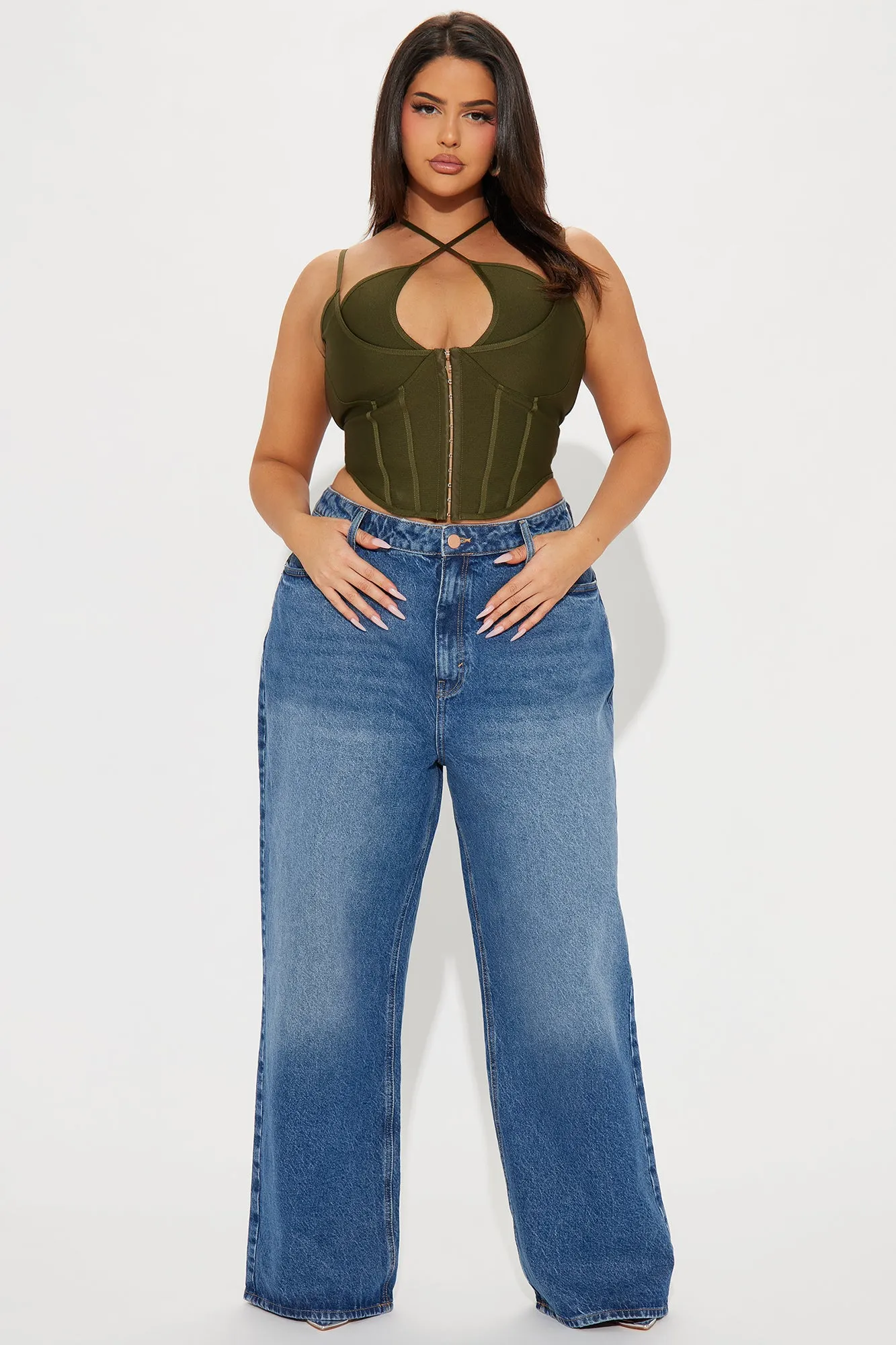 Victoria Bandage Corset Top - Olive