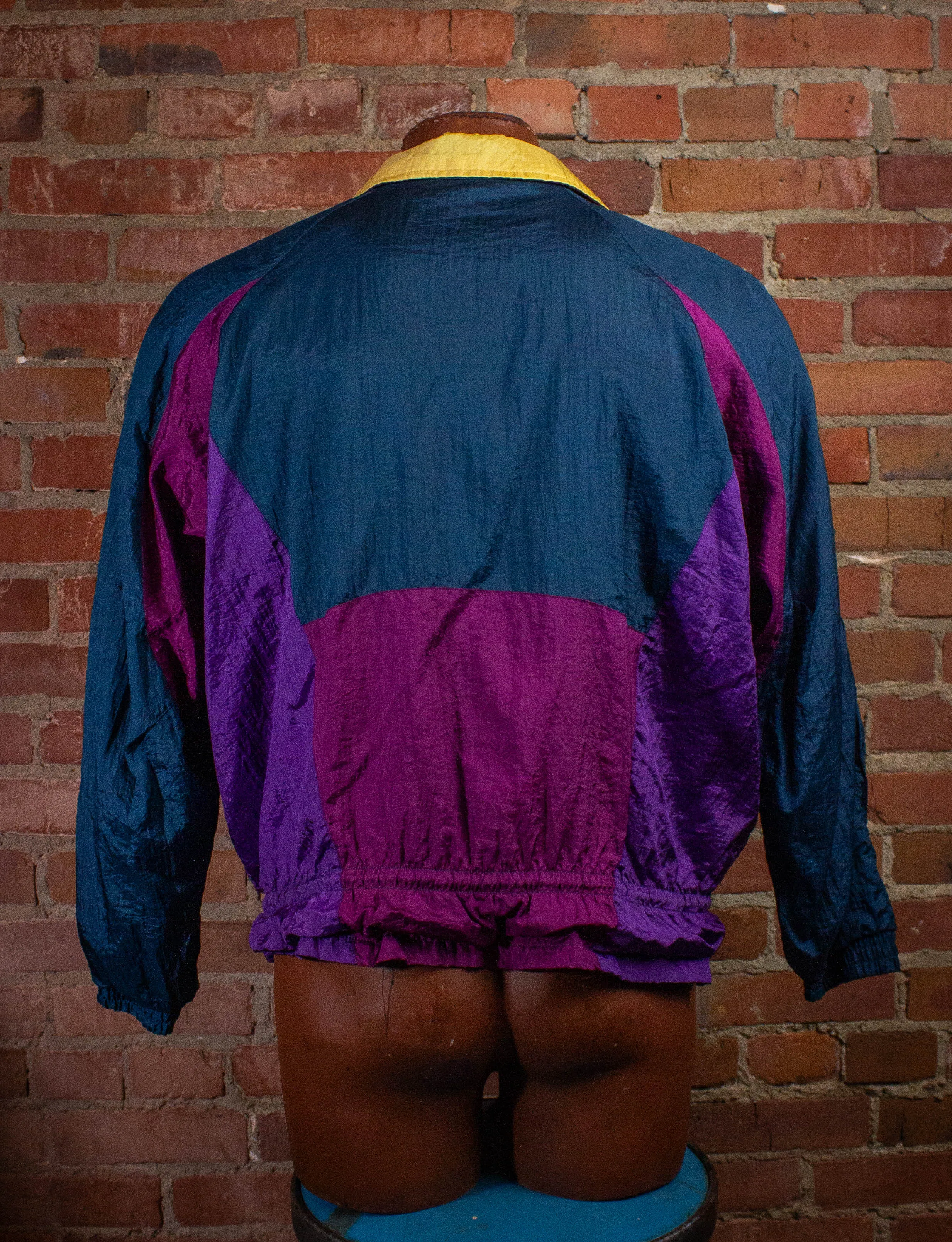 Vintage Athletic Works Nylon Bomber Jacket Purple/Blue/Yellow XL