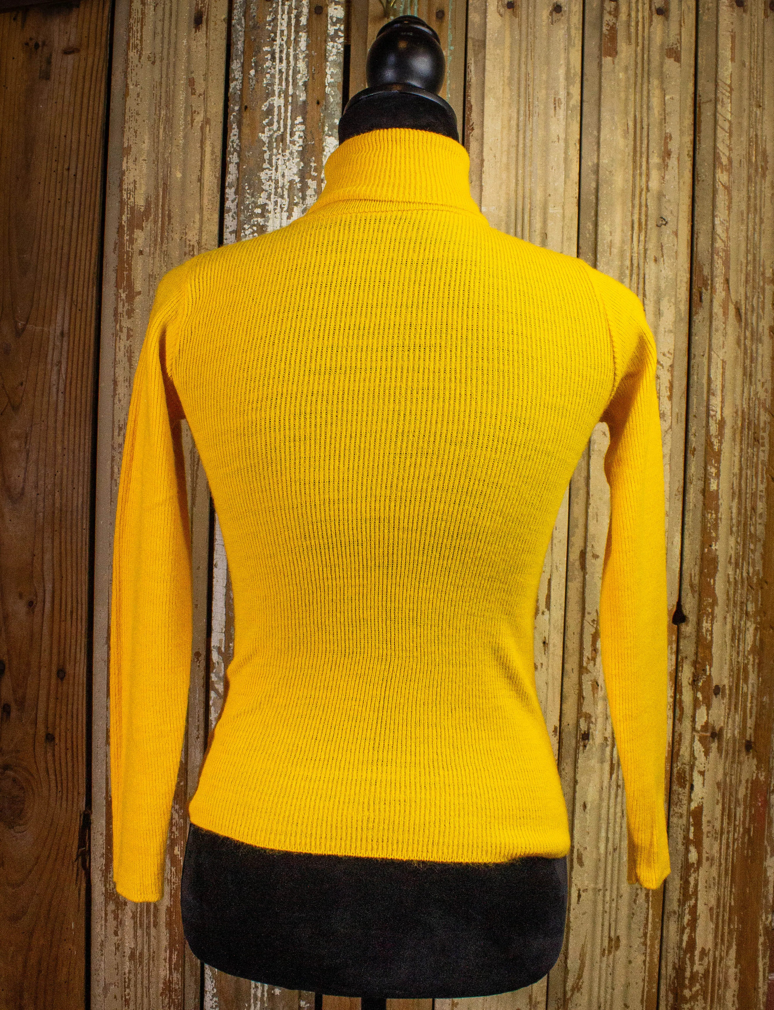 Vintage Knit One Turtleneck Sweater 70s Yellow XS