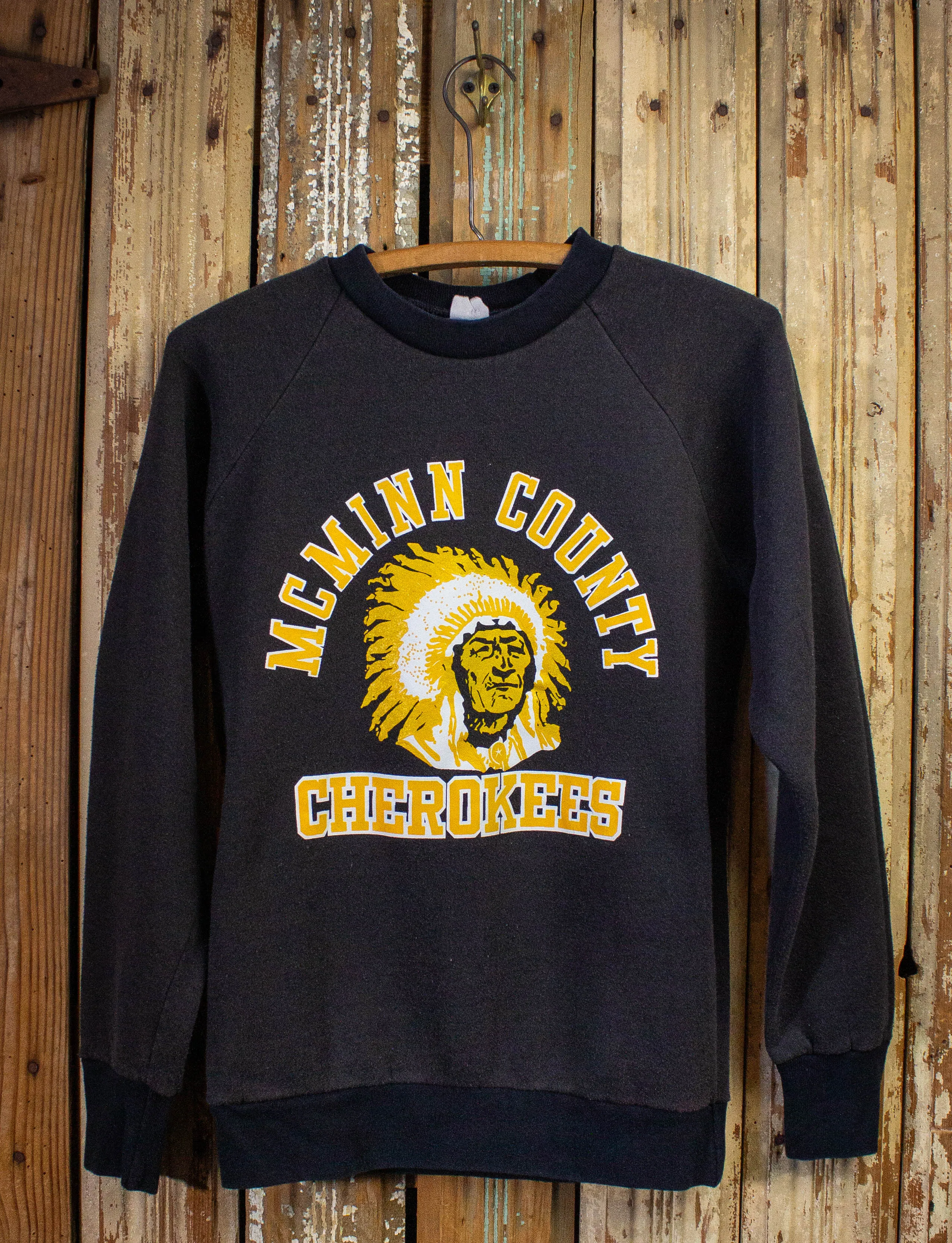 Vintage McMinn County Cherokees Graphic Sweatshirt Black Small