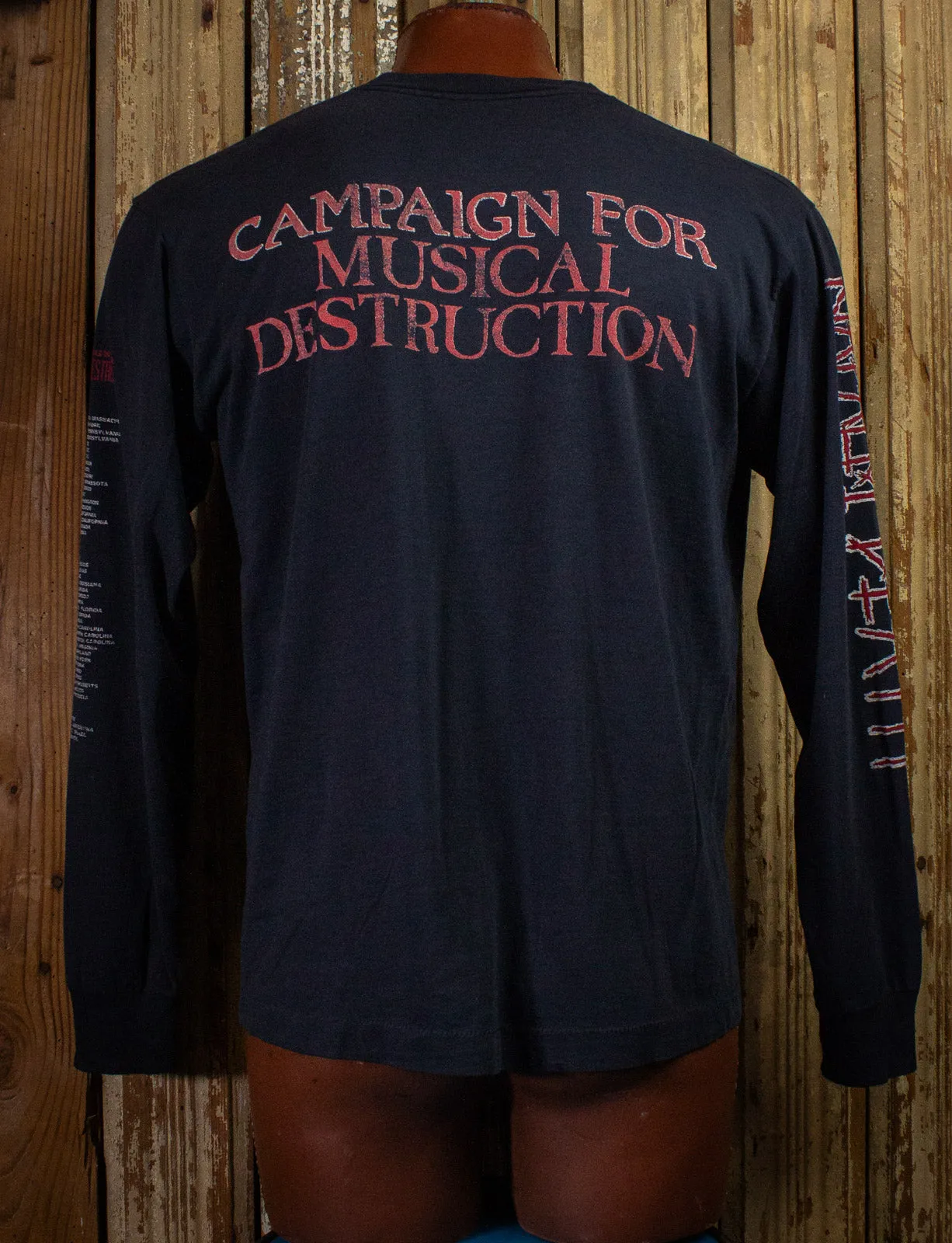 Vintage Napalm Death Campaign for Musical Destruction Concert T Shirt Long Sleeve 1992 Black XL